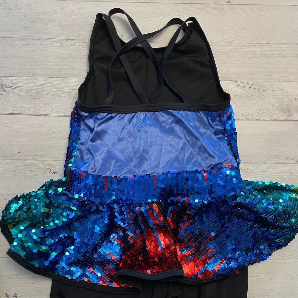 WEISSMAN‎ dance costume Rainbow Sequin Unitard child MC